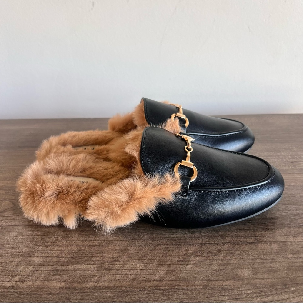 Cushionaire Yoga Slip On Black Fur Mule Size 8 #B1893